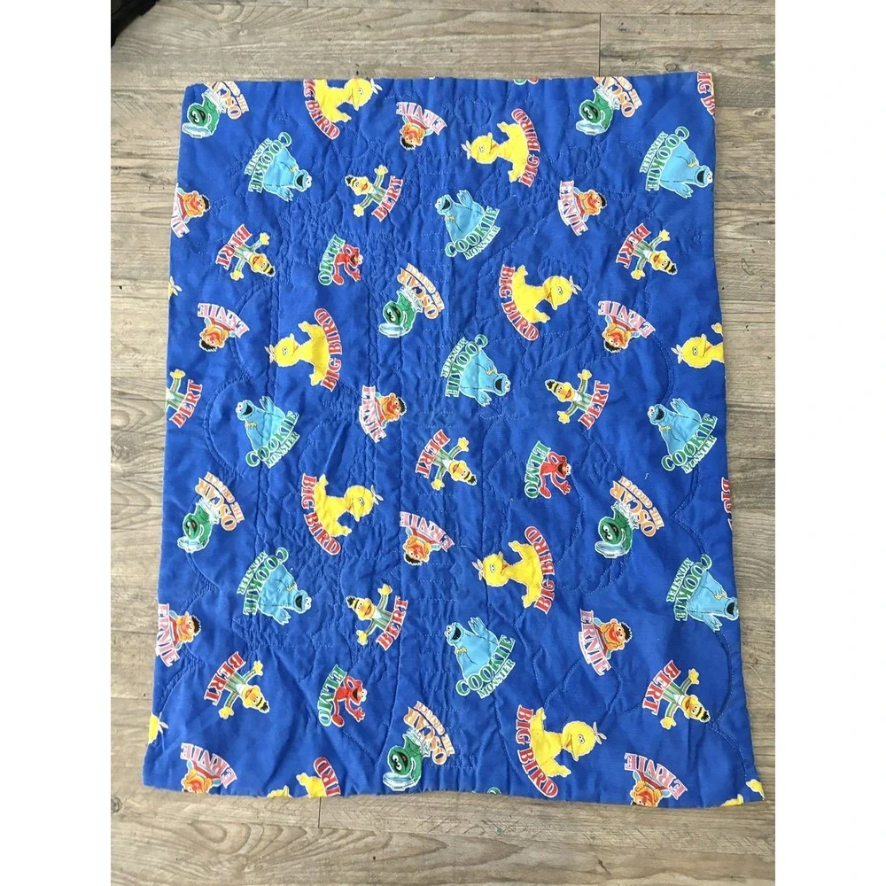 Vintage Sesame Street Big Bird And Elmo Growth Chart Crib Baby Blanket